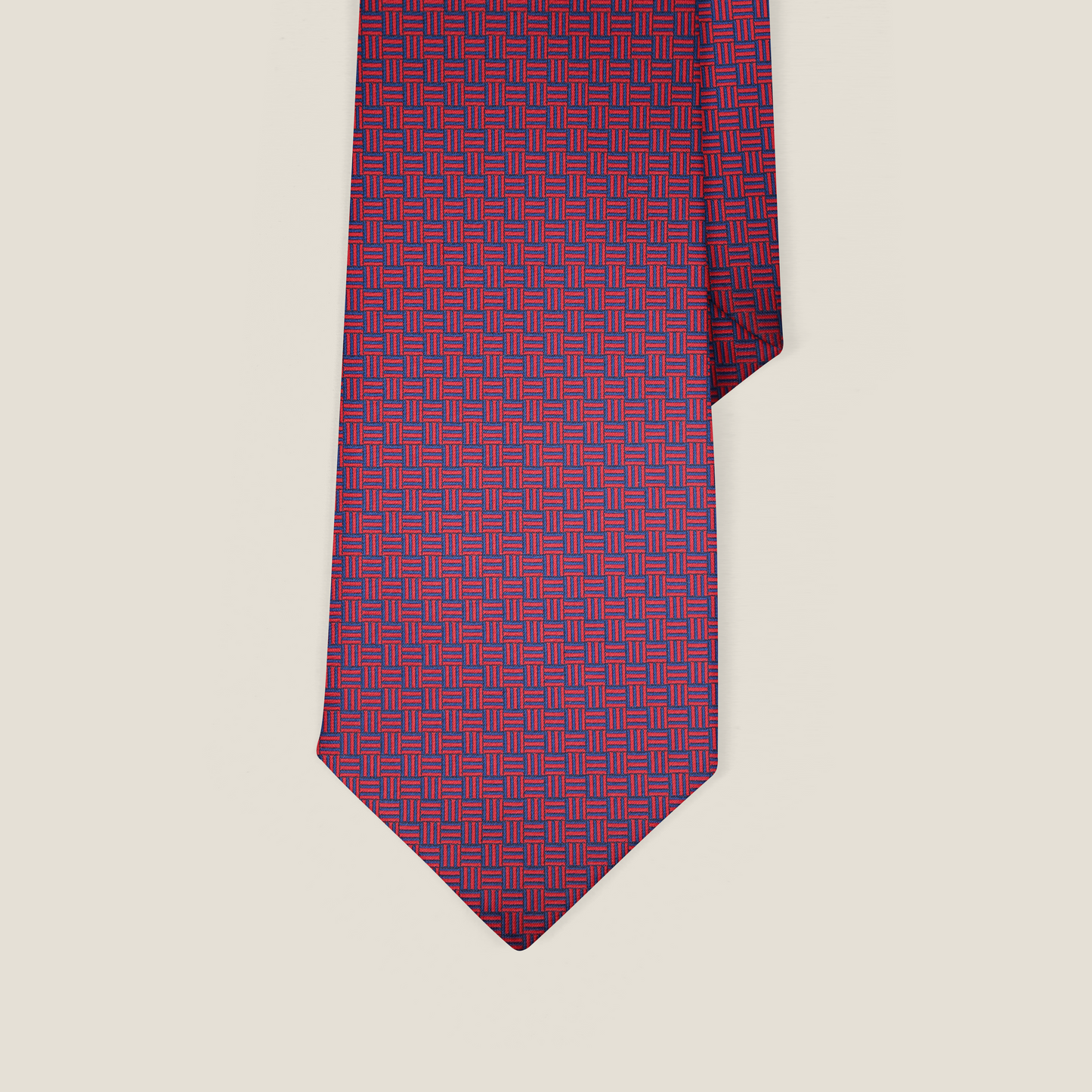 Blue-Red Basket Weave Tie